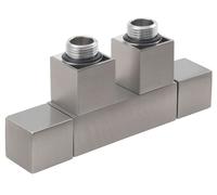 Sapho Cube Twin - Jeu de raccordement vannes, raccordement central, entraxe 50 mm, inox brossé CP582S
