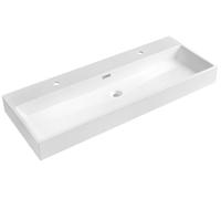 Sapho - Double-lavabo Aquatic, 120x46 cm, avec trop-plein, 2 trous pour robinetterie, blanc AT120-2