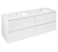 Sapho Ezara - Meuble lavabo, 140x46x55 cm, 4 tiroirs, blanc brillant EZ141-3030