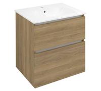 Sapho Ezara - Meuble lavabo, 59x46x64 cm, 2 tiroirs, chêne Cuneo EZ601-2525