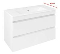 Sapho Ezara - Meuble lavabo, 78x39x54 cm, 2 tiroirs, blanc brillant EZ792-3030