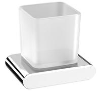 Sapho Flori - Gobelet pour brosse à dents et dentifrice avec support, verre dépoli/chrome RF004