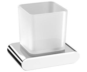 Sapho Flori - Gobelet pour brosse à dents et dentifrice avec support, verre dépoli/chrome RF004