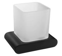 Sapho Flori - Gobelet pour brosse à dents et dentifrice avec support, verre dépoli/noir mat RF004/15