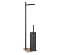 Sapho Gedy Bamboom - Porte-papier toilette et brosse WC Trilly, noir mat/bambou TR3241