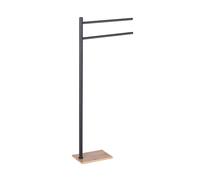 Sapho Gedy Bamboom - Porte-serviettes sur pied Trilly, noir mat/bambou TR3141