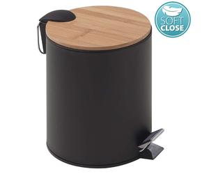 Sapho Gedy Bamboom - Poubelle Kenta 3 l, Soft Close, noir mat/bambou 1309