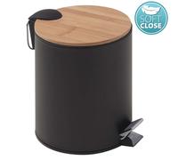 Sapho Gedy Bamboom - Poubelle Kenta 5 l, Soft Close, noir mat/bambou 1409
