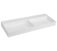 Sapho Godiva - Double-lavabo 119x44 cm, sans trop-plein, 2 trous pour robinet, blanc GU119