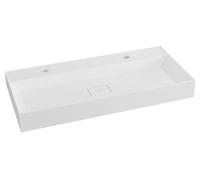 Sapho Godiva - Double-lavabo 96x44 cm, sans trop-plein,2 trous pour robinet, blanc GU096-2