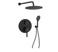 Sapho Iconic - Set de douche avec mitigeur encastré, avec corps d’encastrement, diamètre 30 cm, noir mat AF042B-01