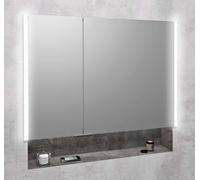 Sapho Integra - Armoire de toilette encastrée avec éclairage LED, 96x70 cm, miroir/alu titane IN095