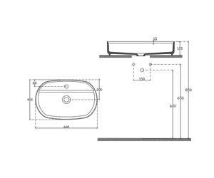 Sapho Isvea - Lavabo à poser 60x40 cm, trou pour mélangeur, vert pétrole 10NF65060-2P
