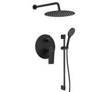 Sapho Kai - Set de douche avec mitigeur encastré, avec corps d’encastrement, diamètre 30 cm, noir mat KA43/15-04