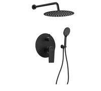 Sapho Kai - Set de douche avec mitigeur encastré, avec corps d’encastrement, diamètre 30 cm, noir mat KA43/15-03