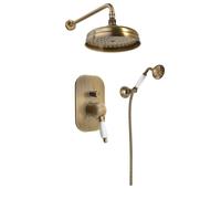 Sapho Kirké - Set de douche avec mitigeur encastré, avec corps d’encastrement, diamètre 20 cm, bronze/blanc KI42BB-01