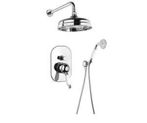 Sapho Kirké - Set de douche avec mitigeur encastré, avec corps d’encastrement, diamètre 20 cm, chrome/blanc KI42BC-01