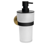 Distributeur de savon LARISSA, verre dépoli, noir/or mat