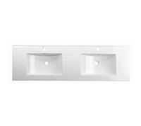 Sapho - Double-lavabo pour meuble, 151x46 cm, avec trop-plein, trous pour la robinetterie, blanc 1601-150