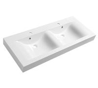 Sapho - Double-lavabo 120x50 cm, avec 2 trop-pleins, avec trous pour robinets, blanc 68121