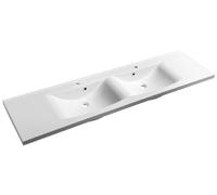 Sapho Lucia - Double-lavabo 180x48 cm, 2 trous pour robinetterie, blanc 50184