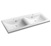 Sapho Lucia - Lavabo double 120x50 cm, marbre coulé, blanc 50122