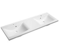 Sapho Lucia - Meuble double vasque 150x48 cm, avec trop-plein et 2 trous pour la robinetterie, blanc 50154