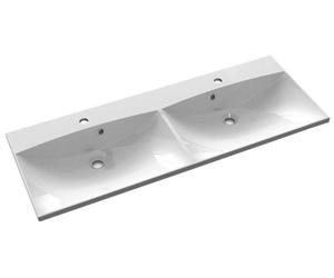 Sapho Maria - Double lavabo 1200x460 mm, avec trop-plein, trous pour robinetterie, blanc MA120
