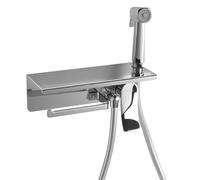 Sapho - Mitigeur de bidet encastré, avec douchette Stop et porte-papier toilette, chrome TJ040