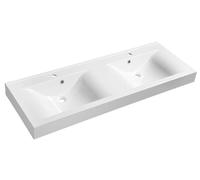 Sapho Nadja - Double-lavabo 140x50 cm, avec trop-plein, trous pour robinet, blanc 68141