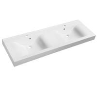 Sapho Nadja - Double-lavabo 150x50 cm, avec trop-plein, trous pour robinet, blanc 68154
