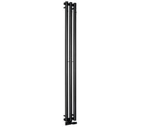 Sapho Pilon - Sèche-serviettes 20x180 cm, 3 crochet porte-serviettes, noir mat IZ128T