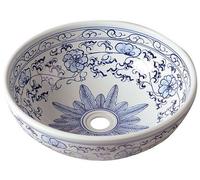 Sapho Priori - Lavabo, diamètre 42 cm, blanc avec motif en bleu PI012