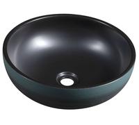 Sapho Priori - Lavabo pour plan de travail, diamètre 41 cm, sans trop-plein, noir/vert PI039