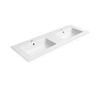 Sapho Pura - Double lavabo 123x46 cm, avec trop-plein, avec 2 trous pour batterie, blanc 8888111