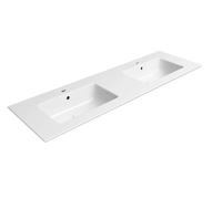 Sapho Pura - Double lavabo 143x46 cm, avec trop-plein, avec 2 trous pour robinet, blanc 8889111