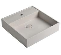 Sapho Quadrado - Lavabo à poser, 46x46 cm, sans trop-plein, 1 trou de robinetterie, pierre blanche AR469