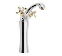 Sapho Reitano Rubinetteria Antea - Mitigeur de lavabo avec garniture de vidage, hauteur 25 cm, chrome/doré 3172L