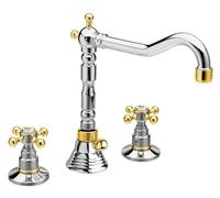 Sapho Reitano Rubinetteria Antea - Mitigeur de lavabo avec vidage, installation à 3 trous, chrome/doré 3222