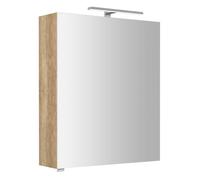 Sapho Riwa - Armoire miroir avec éclairage LED, 70x60x17 cm, 1 portes, charnières à droite, chêne Alabama RIW060-0022