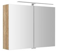 Sapho Riwa - Armoire miroir avec éclairage LED, 70x81x17 cm, 2 portes, chêne Alabama RIW080-0022