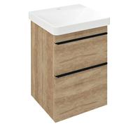 Sapho Sitia - Meuble-lavabo 70x46x44 cm, 2 tiroirs, chêne Alabama SI050-2222