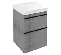Sapho Sitia - Meuble lavabo 70x46x44 cm, 2 tiroirs, chêne argenté SI050-1111