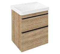 Sapho Sitia - Meuble-lavabo 70x56x44 cm, 2 tiroirs, chêne Alabama SI060-2222