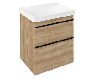 Sapho Sitia - Meuble-lavabo 70x56x44 cm, 2 tiroirs, chêne Alabama SI060-2222