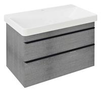 Sapho Sitia - Meuble lavabo 76x50x44 cm, 2 tiroirs, chêne argenté SI080-1111