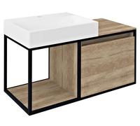 Sapho Skara - Meuble lavabo, 100x50x47 cm, chêne Alabama/noir mat CG004-2222