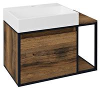 Sapho Skara - Meuble-vasque 80x50x47 cm, 1 tiroir, chêne Collingwood/noir mat CG003-1919