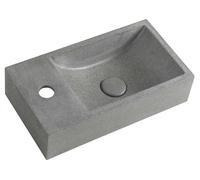 Sapho Small - Lave-mains 40x22 cm, sans trop-plein, un trou de robinetterie à droite, granite noir AR403