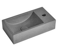 Sapho Small - Lave-mains 40x22 cm, sans trop-plein, un trou de robinetterie à droite, granite noir AR409